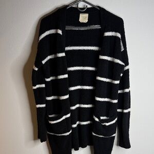 Harper Heritage Black & White Midi Open Front Cardigan w/ Pockets Size M NWOT